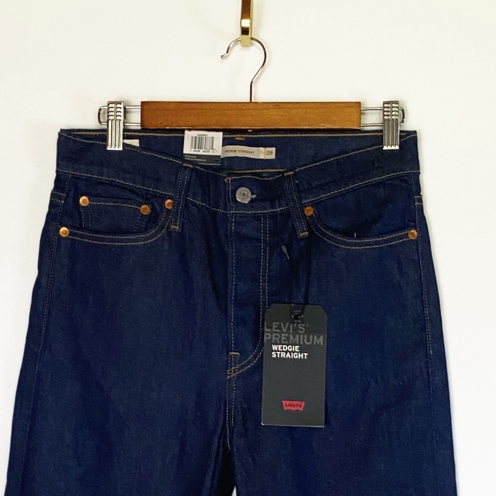 Levi's Dark Blue Straight Leg Jeans with Fringe Pocket - Picture 5 of 15